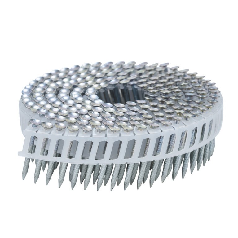 Coil of FAP nails V9 series annealed steel coil nails with cup heads in 65mm size