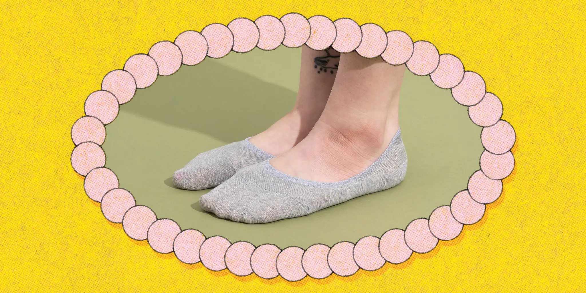 Eedor no show socks womens invisible liner in light grey worn on feet