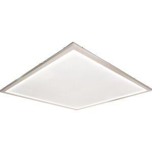 LED ceiling panel light 600x600 in neutral white color with slim silver frame