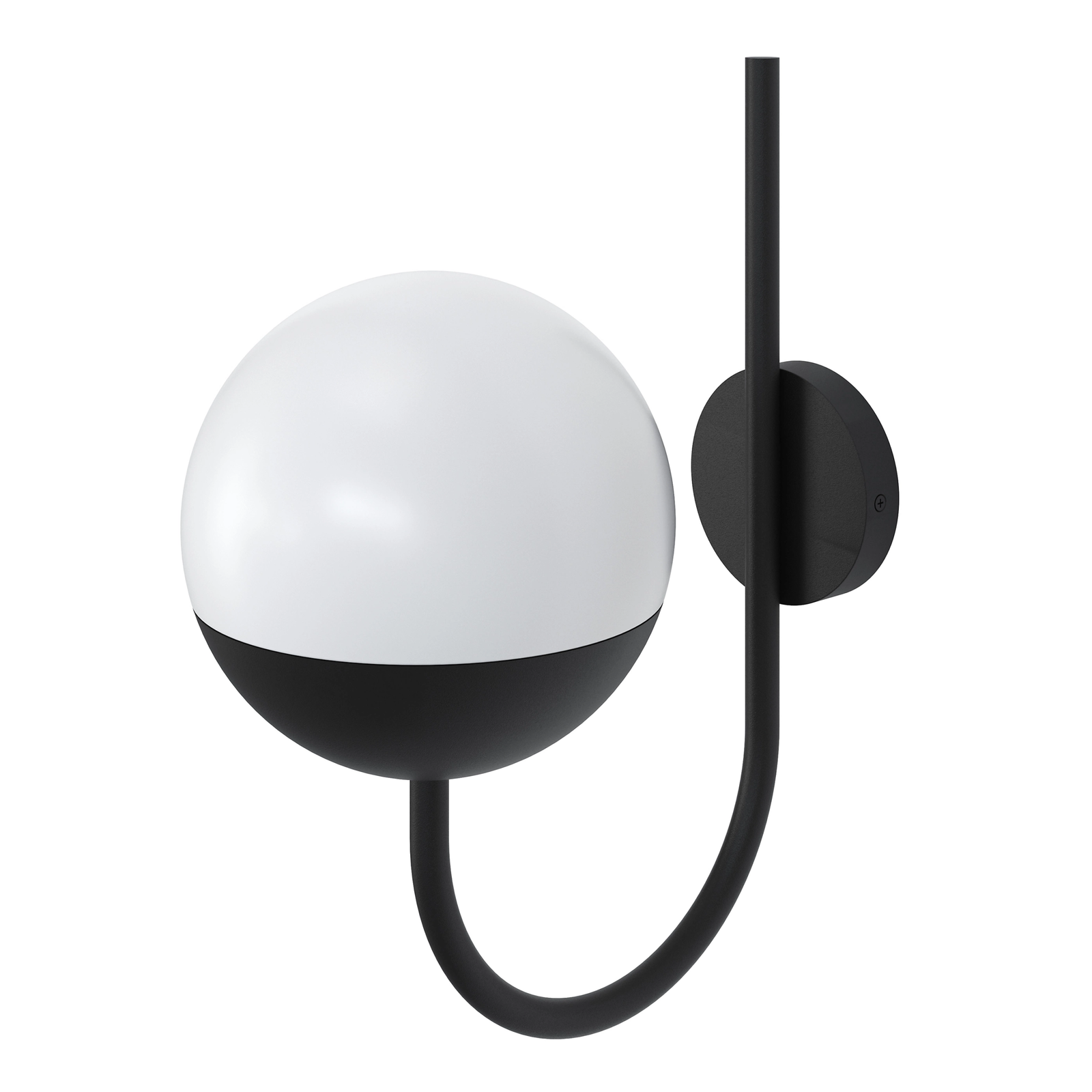 Hardwired outdoor wall light with black metal frame and spherical white glass shade compatible uk stock
