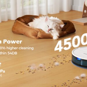 Lubluelu SL68 Robot Vacuum Mop LiDAR 4500Pa No-Go WiFi White cleaning floor with 4500Pa suction power