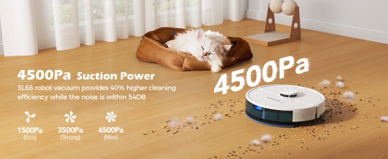 Lubluelu SL68 Robot Vacuum Mop LiDAR 4500Pa No-Go WiFi White cleaning floor with 4500Pa suction power