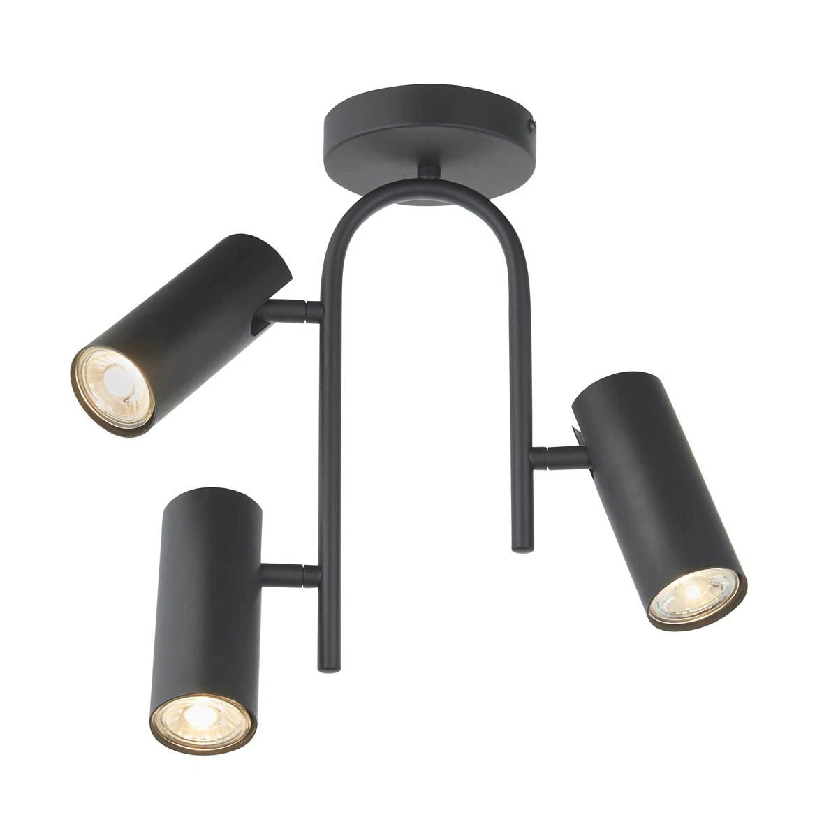 Modus 3-Light Matt Black Ceiling Spotlight – Adjustable Semi-Flush Light