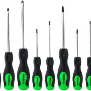 TOOLZILLA PRO Magnetic Screwdriver Set 10 piece with black and green handles lined up