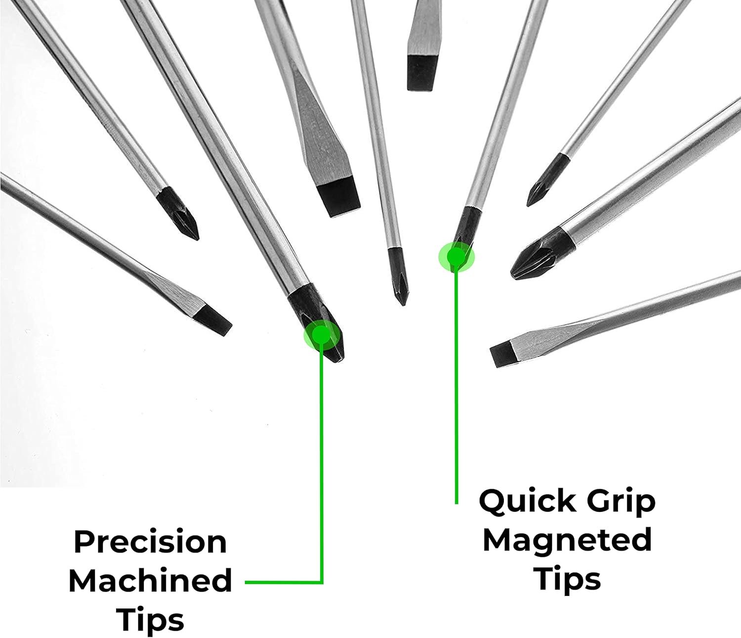 TOOLZILLA PRO Magnetic Screwdriver Set showing precision machined and quick grip magnetized tips